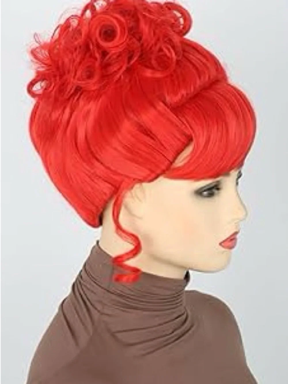 Vibrant Red Updo Wig - Women Hair